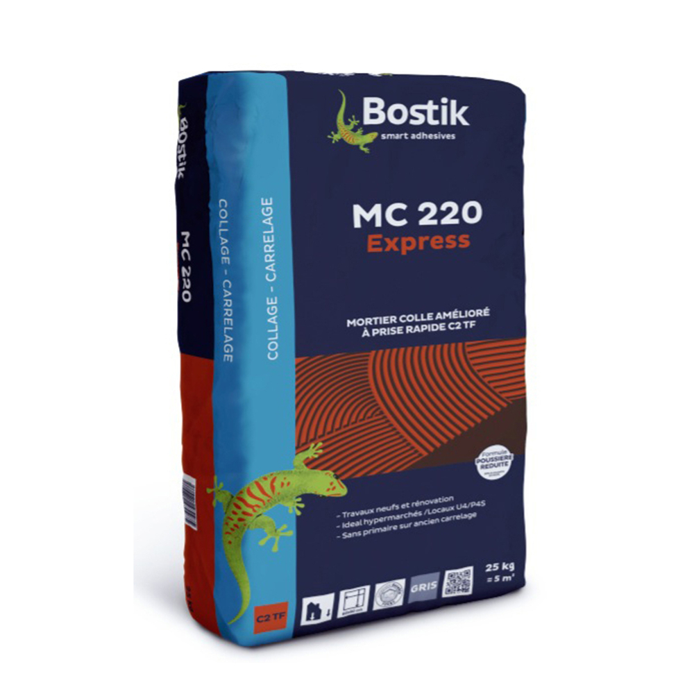 Mortier colle ameliore à prise rapide MC 220 Express gris - 25kg - BOSTIK - 30604261