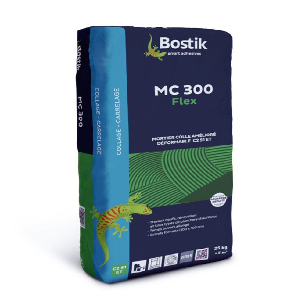 Mortier colle amélioré déformable MC 300 Flex - gris 25 kg - BOSTIK - 30604422