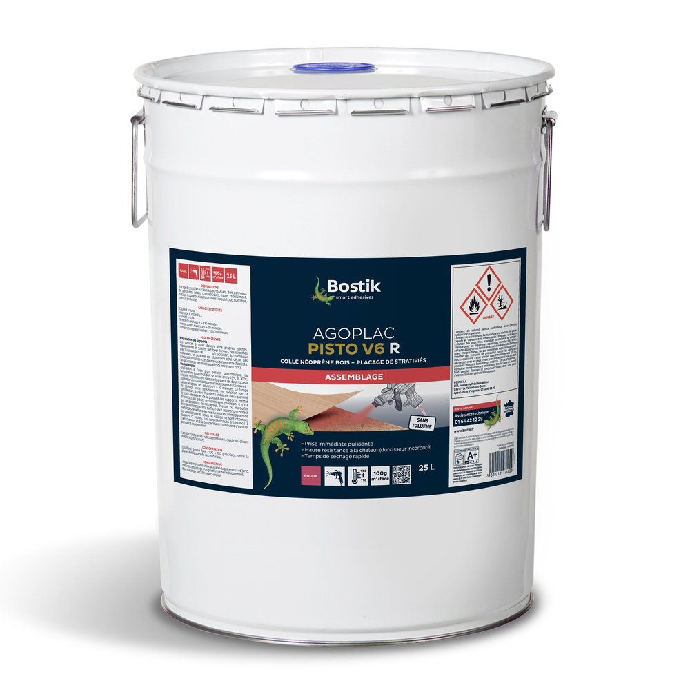 Colle néoprène pistolables AGOPLAC PSITO V6 - Rouge 25L - BOSTIK - 30604476