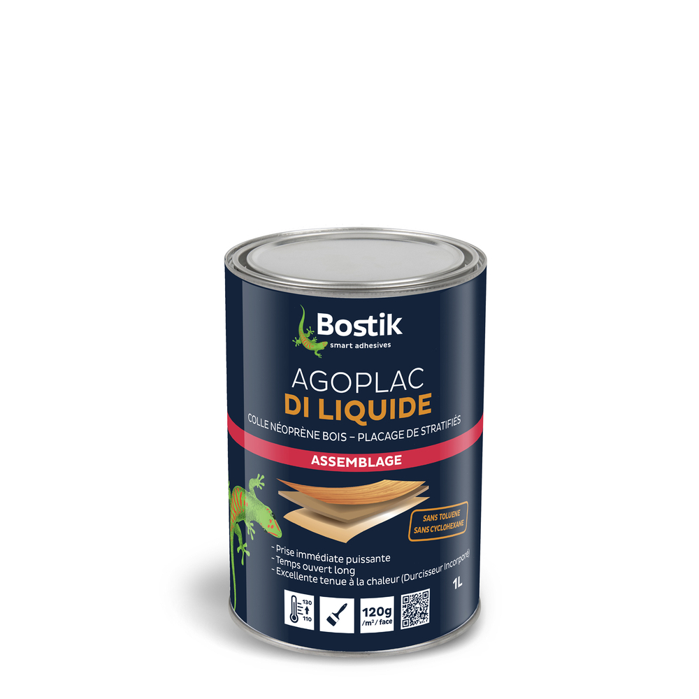 Colle néprène liquide AGOPLAC DI LIQ QUIDE - Ambré 1L - Lot de 6 - BOSTIK - 30604787