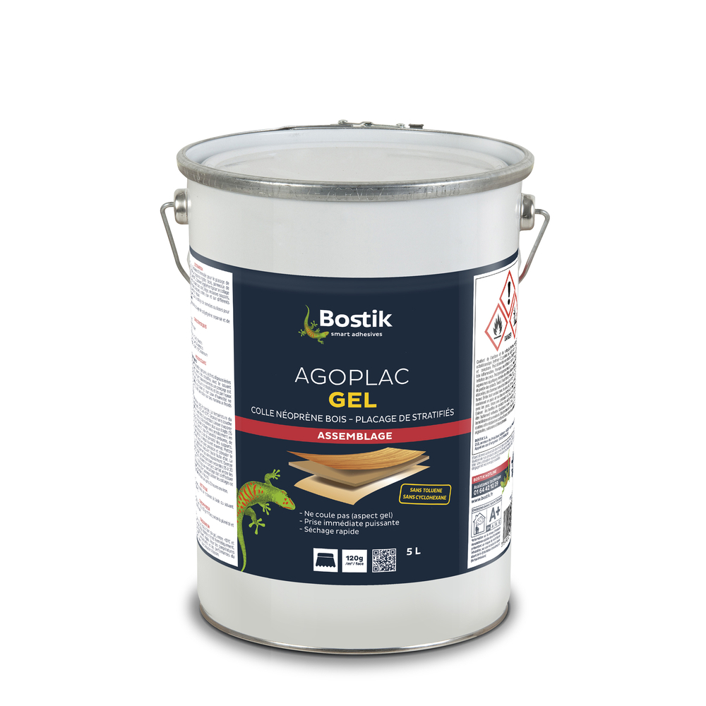 Colle néprène gel AGOPLAC DI GEL - Ambré - 5L - BOSTIK - 30604788