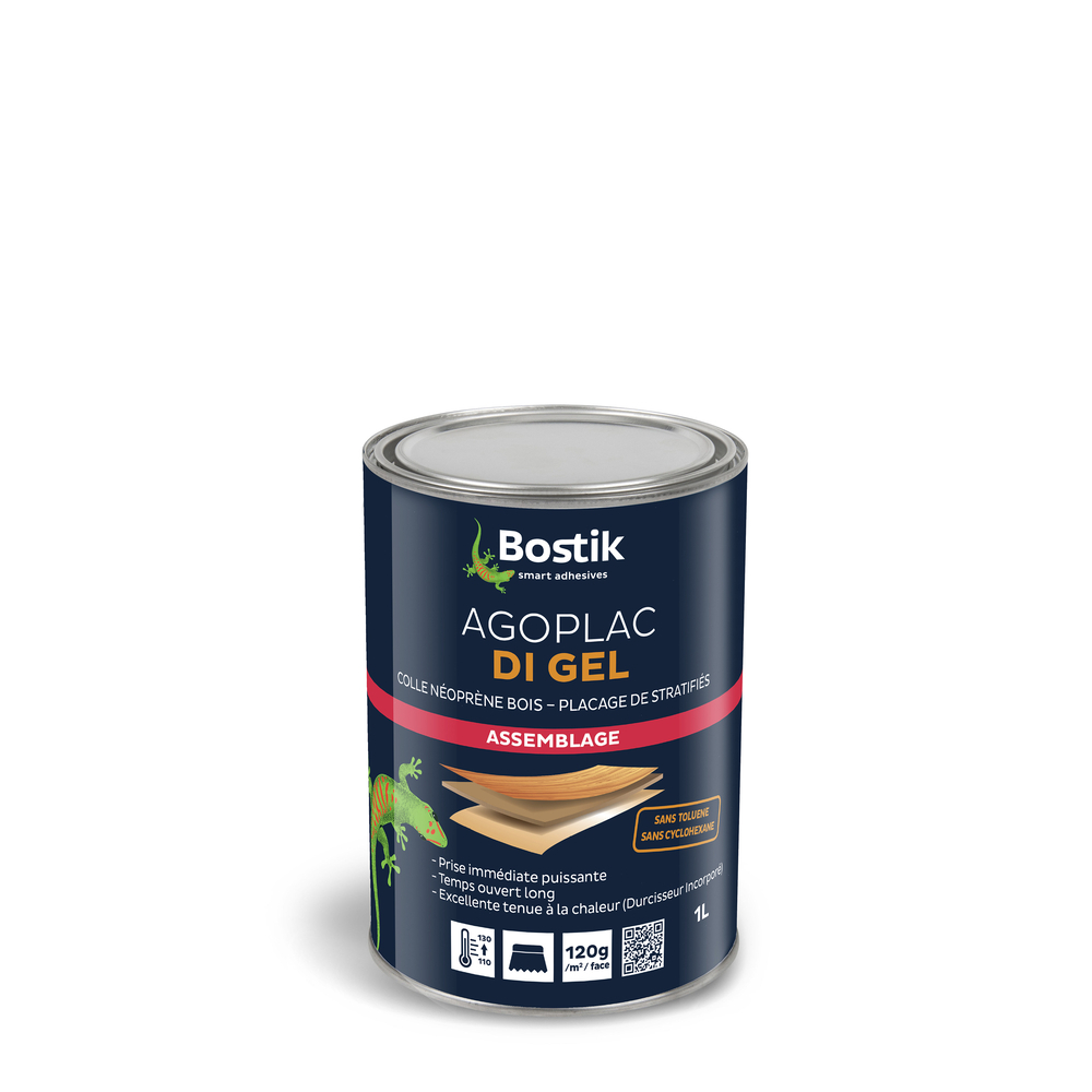 Colle néprène gel AGOPLAC DI GEL Ambré - 1L - Lot de 6 - BOSTIK - 30604796