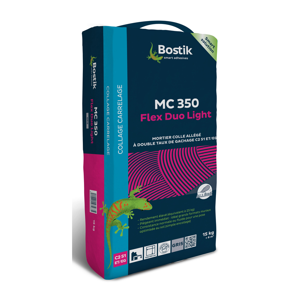 Mortier colle amélioré déformable MC 350 flex duo light gris - 15kg - BOSTIK - 30607862