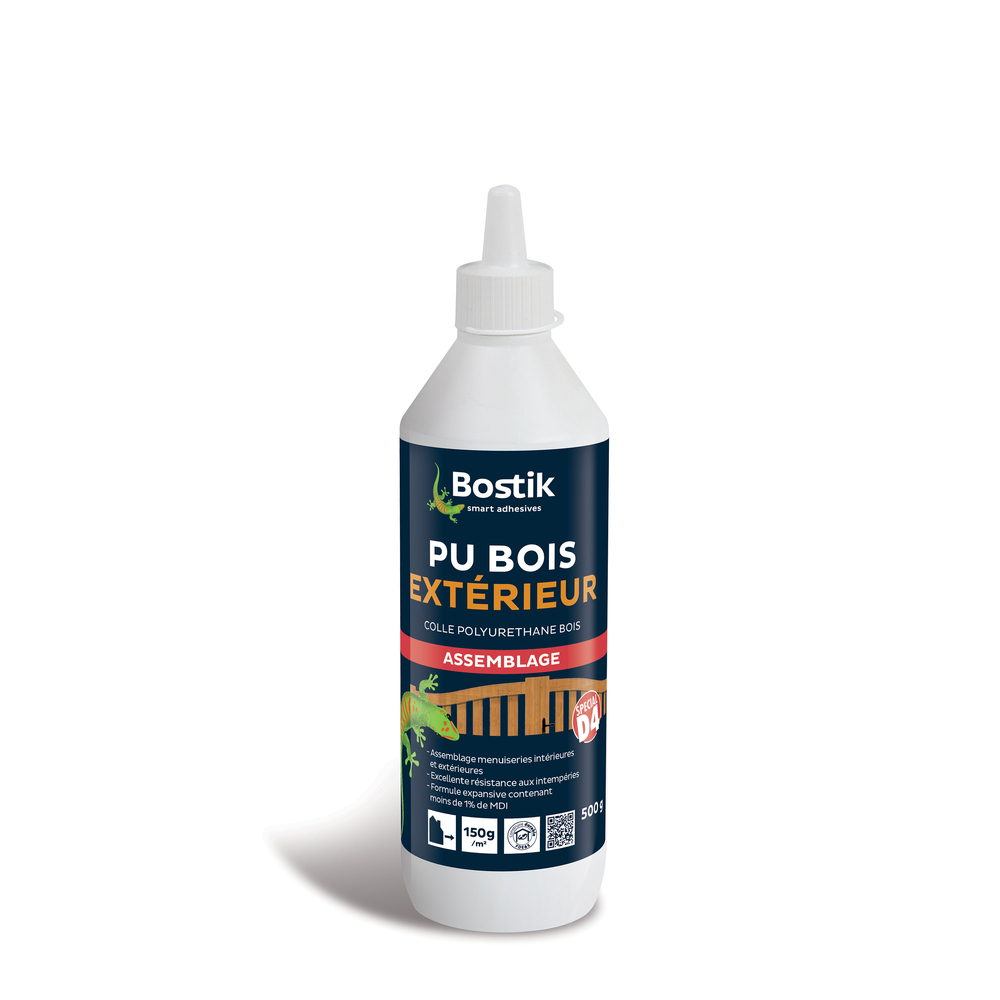 Colle bois PU bois extérieur - Translucide 500gr - Lot de 12 - BOSTIK - 30610777