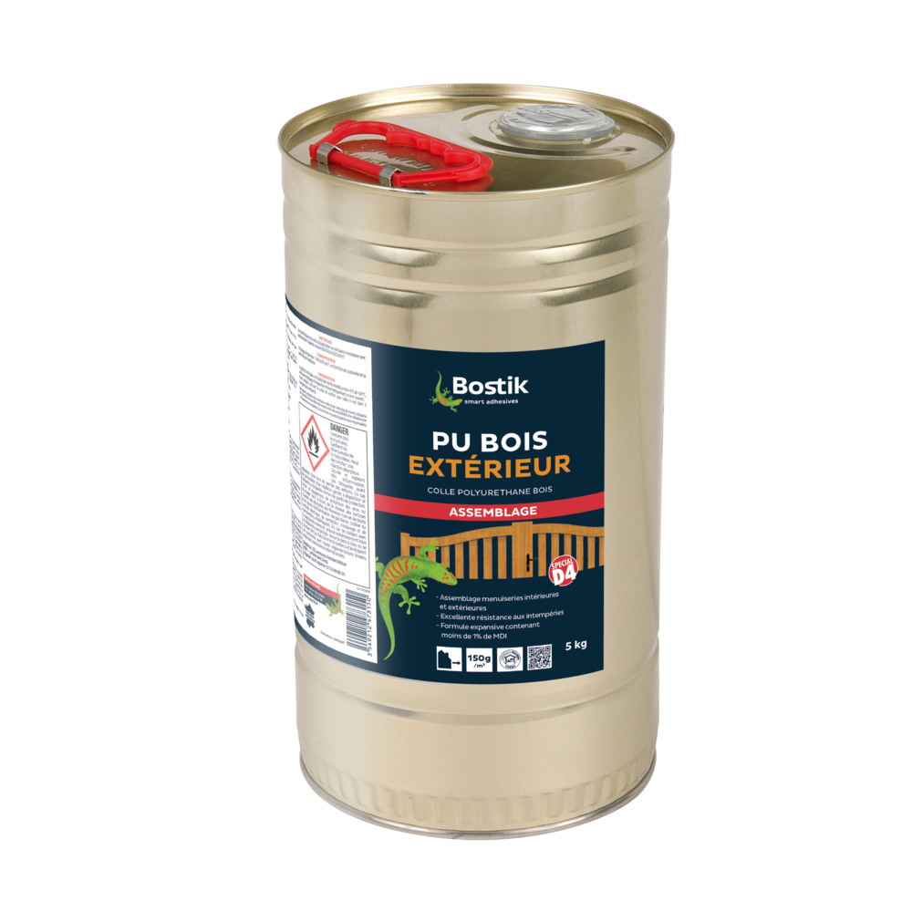 Colle bois PU bois extérieur - Translucide 5KG - BOSTIK - 30610792