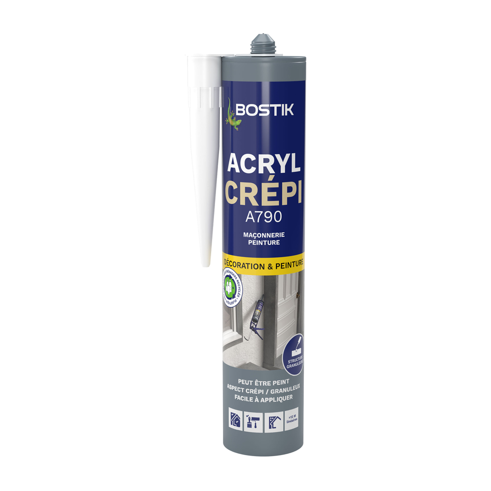 Mastic acrylique pour joints de fissure ACRYL CREPI Blanc - 310ml - Lot de 12 - BOSTIK - 30612719