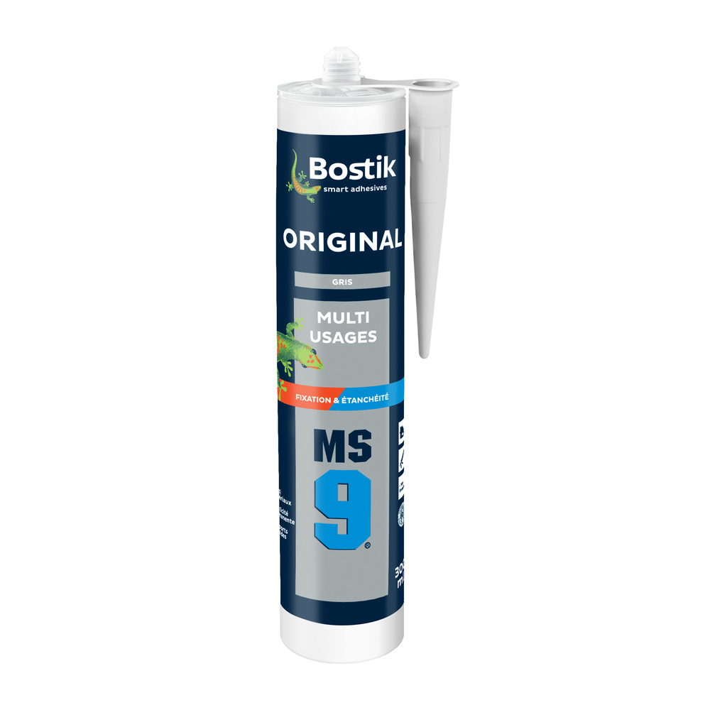 Mastic 2 en 1 - colle polymères hybrides MS9 original - gris 300 ml - Lot de 12 - BOSTIK - 30613197