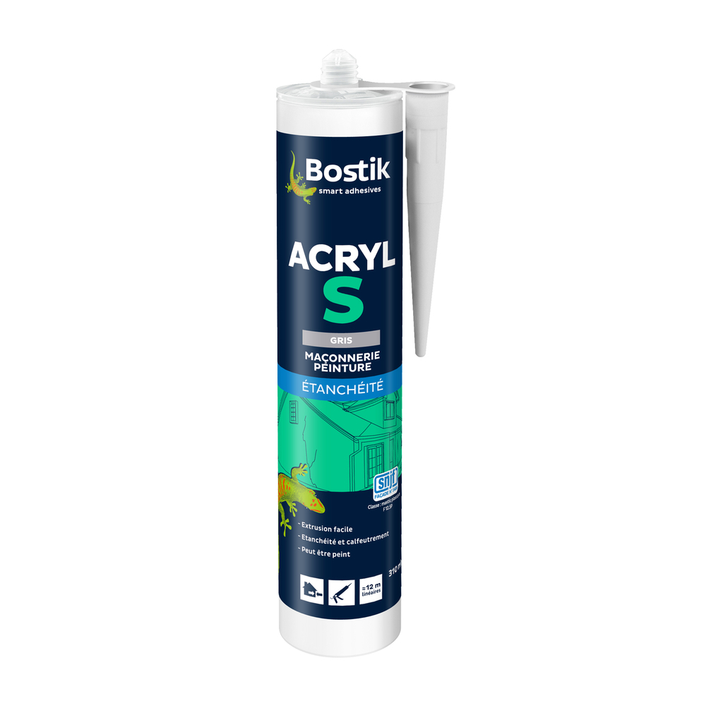 Mastic acrylique ACRYL S gris 310 ml - Lot de 12 - BOSTIK - 30613664
