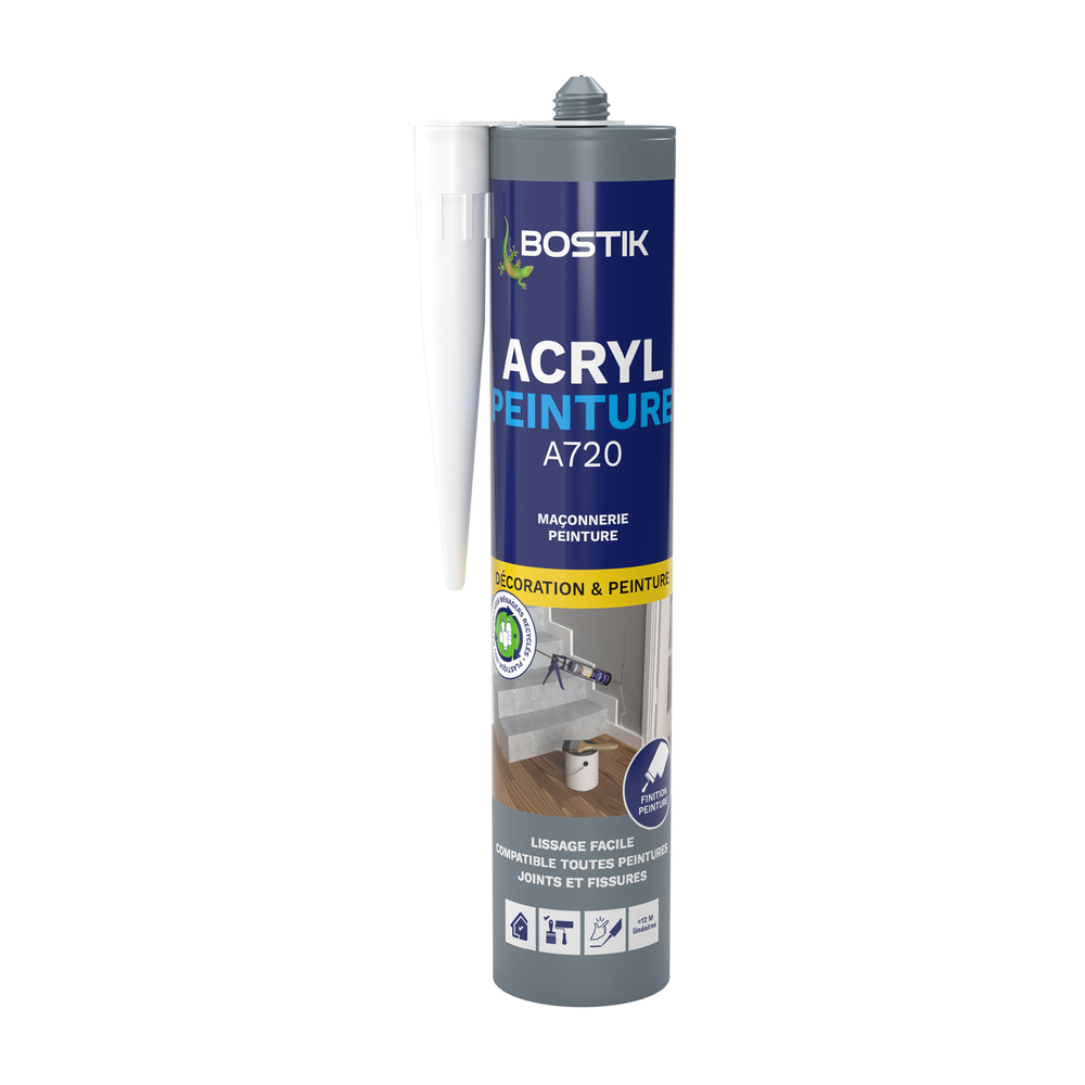 Mastic acrylique pour peinture ACRYL Peinture - Blanc 310ml - Lot de 12 - BOSTIK - 30614227