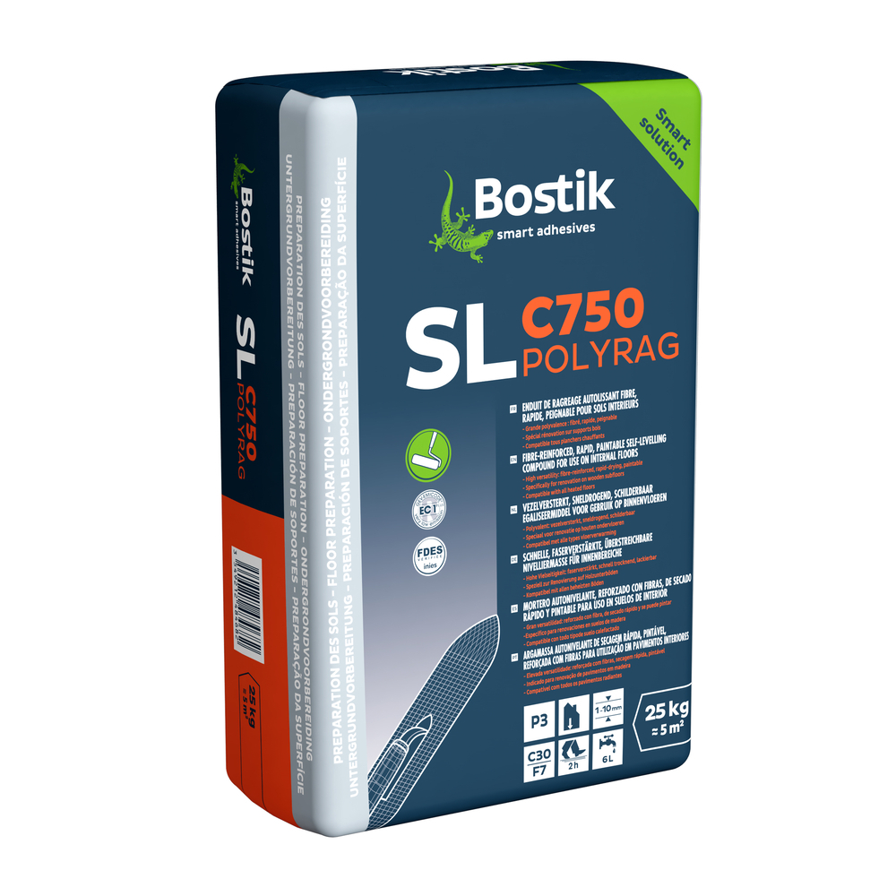 Enduit de ragréage de sol fibré rapide SL C750 Polyrag - Sac 25kg - BOSTIK - 30615457