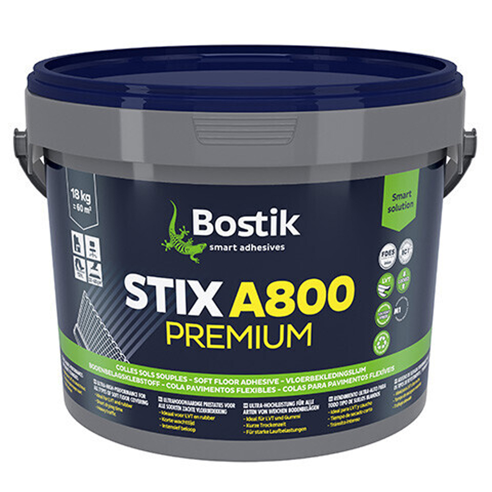 Colle acrylique Stix A800 Premium pour revêtements sols souples - Ivoire 18kg - BOSTIK - 30615491