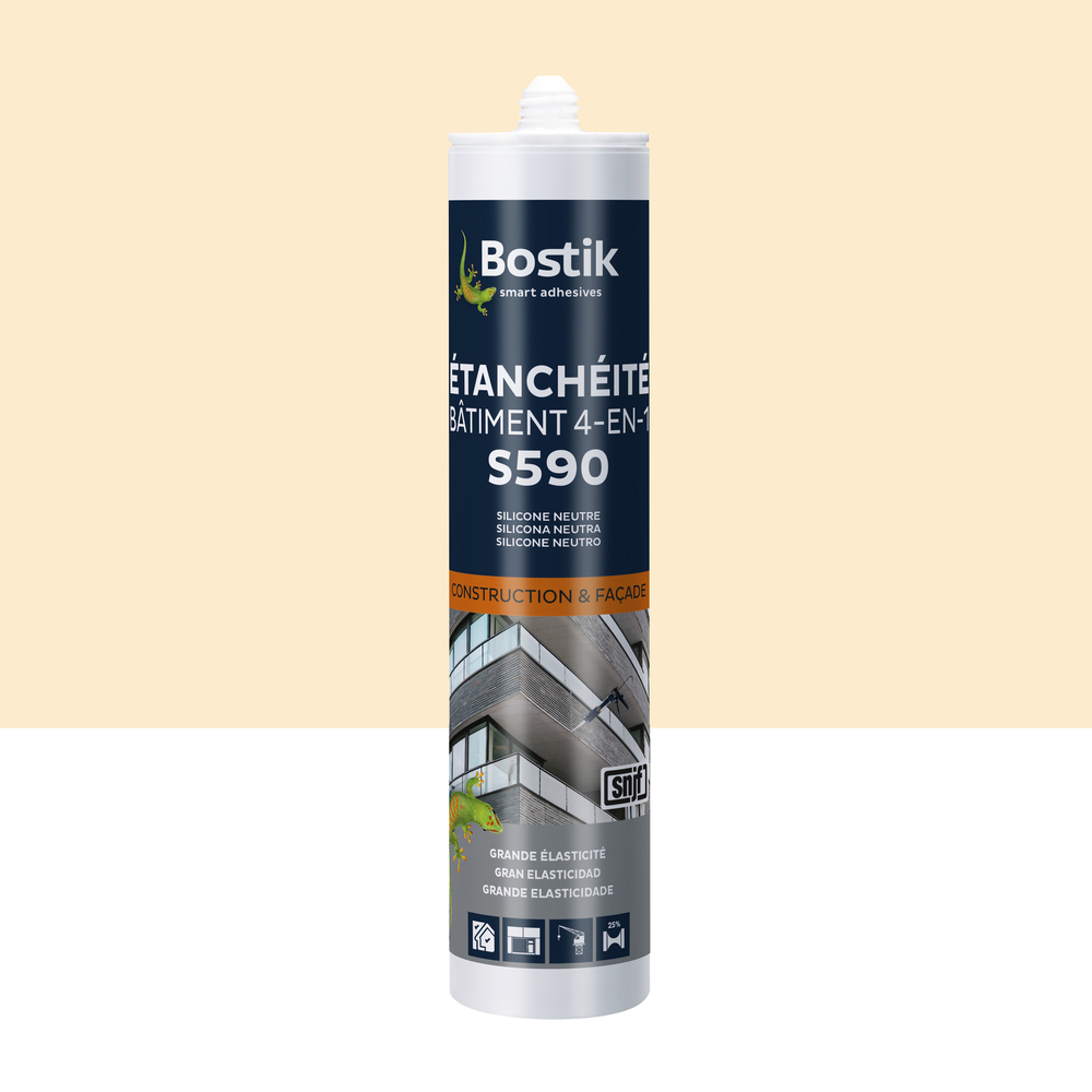 Mastic d'étanchéité - Étanchéité batiment 4 en 1 S590 - Pierre 300ml - Lot de 12 - BOSTIK - 30615832
