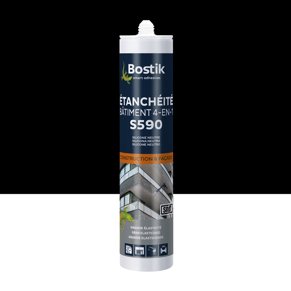 Mastic d'étanchéité - Étanchéité batiment 4 en 1 S590 Noir 300ml - Lot de 12 - BOSTIK - 30615833
