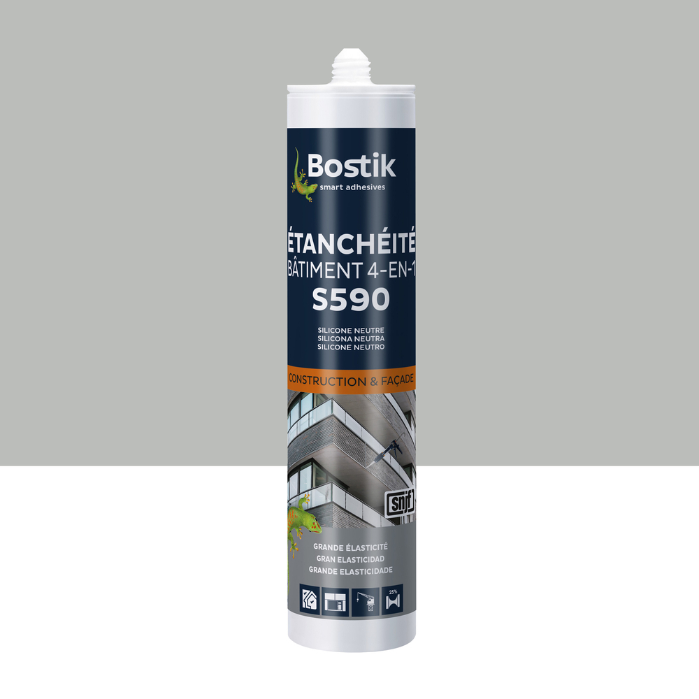 Mastic d'étanchéité - Étanchéité batiment 4 en 1 S590 Gris 300ml - Lot de 12 - BOSTIK - 30615834