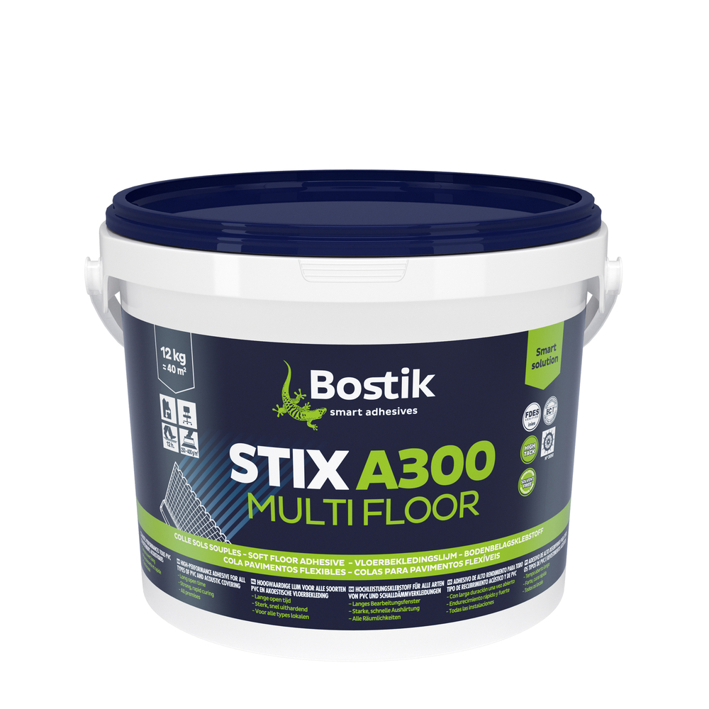 Colle acrylique polyvalente Stix A300 multi floor - revêtements sols ou murs - Ivoire 12kg - BOSTIK - 30615977