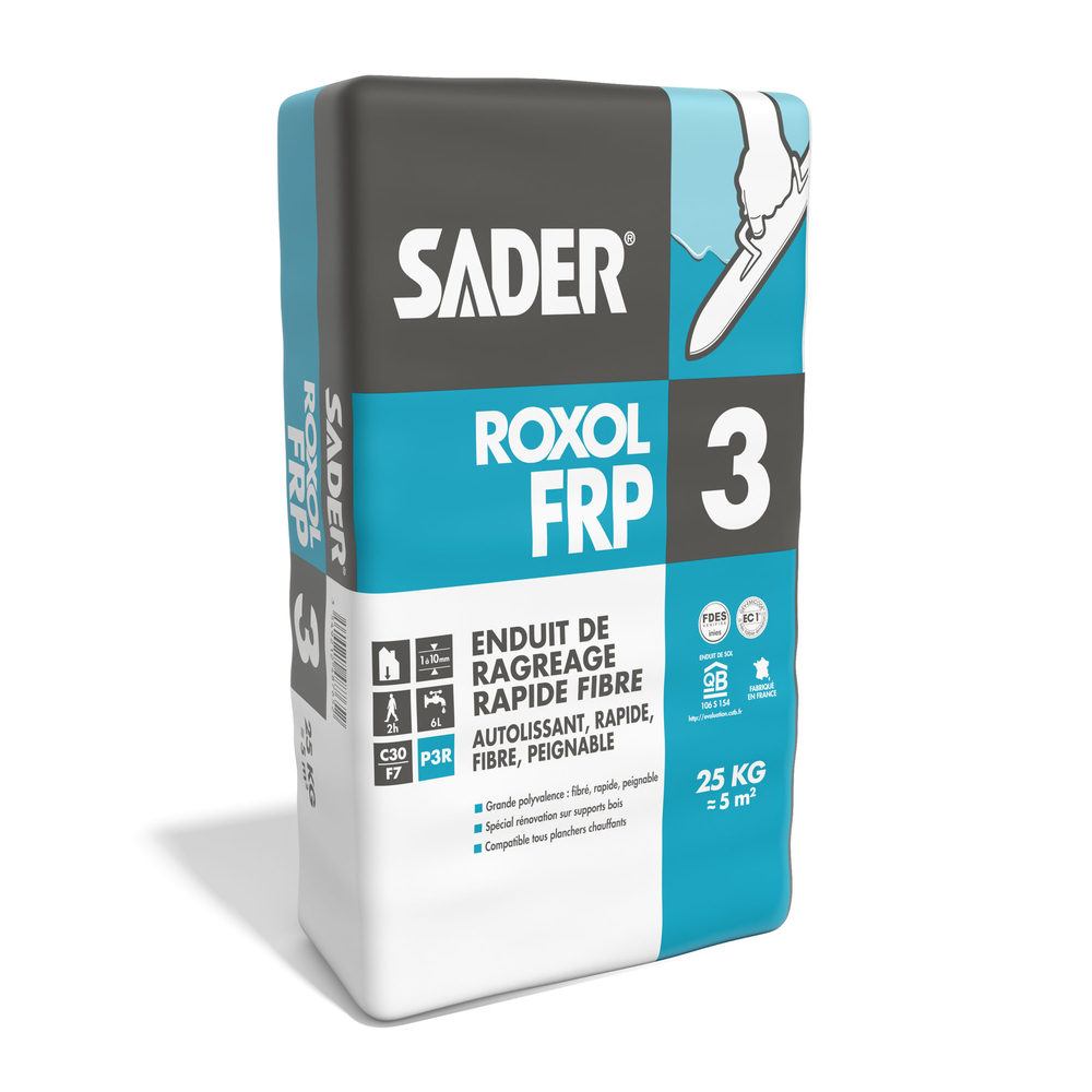 Enduit de ragréage autolissant fibré Roxol FRP - Poudre beige 25kg - SADER - 30618796