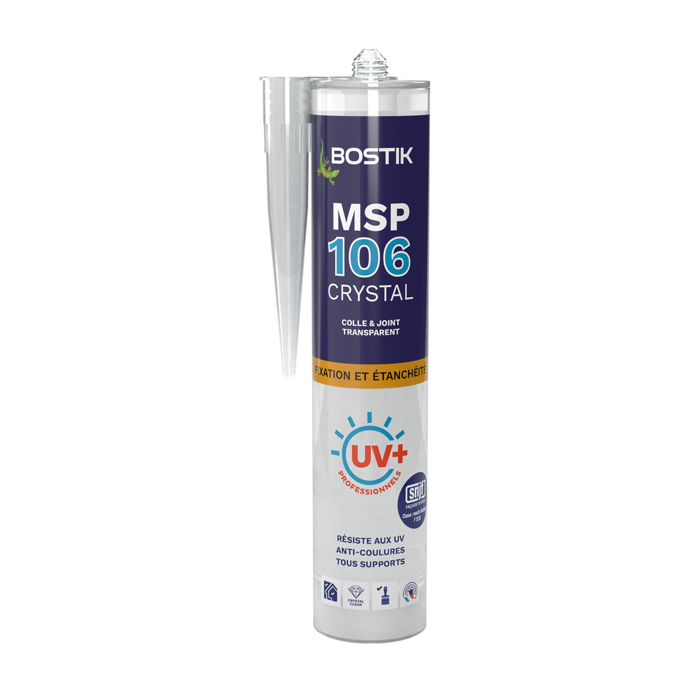 Mastic d'étanchéité et fixation MSP 106 Transparent - 290 ml - Lot de 12 - BOSTIK - 30619897