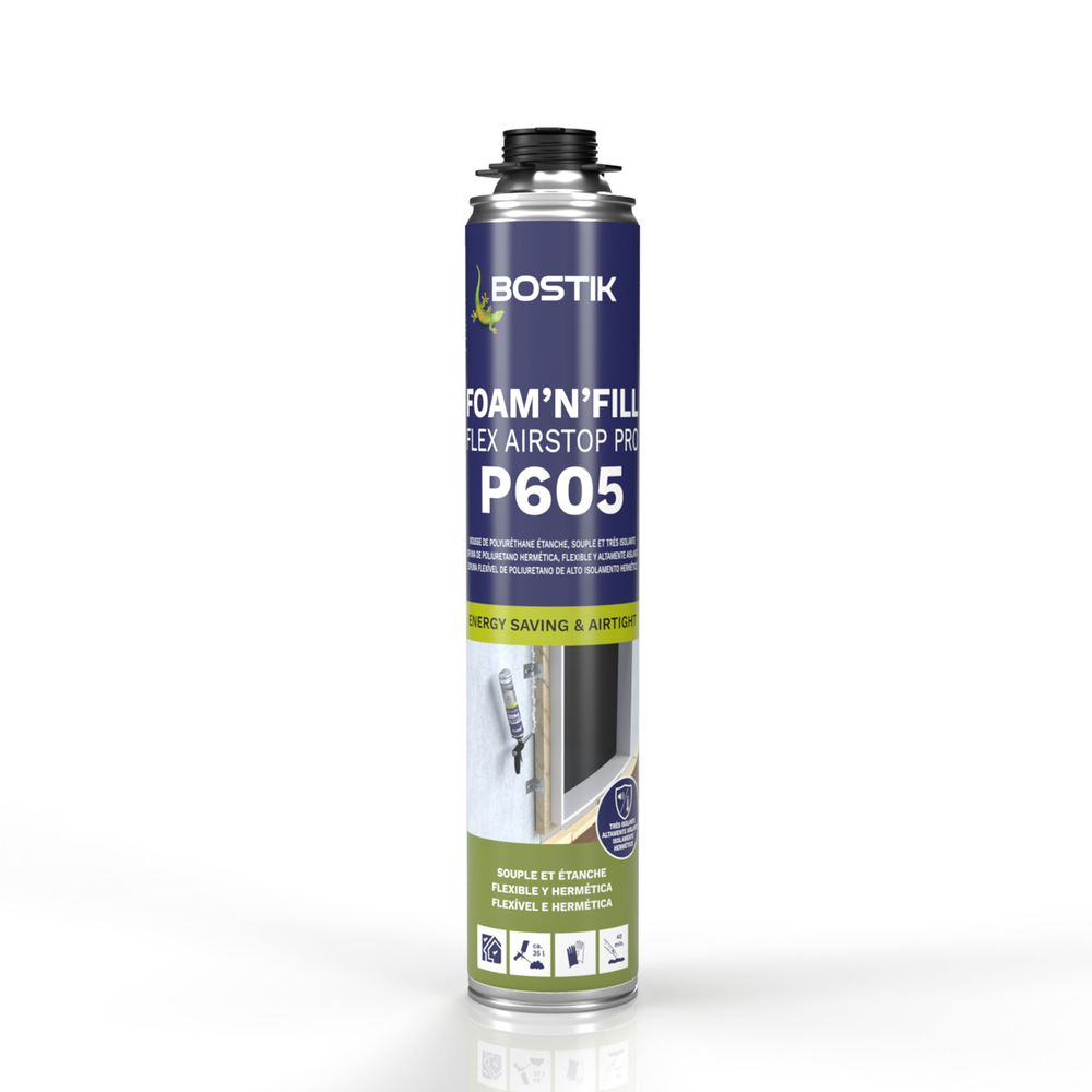 Mousse PU flexible P605 FOAM’N’FILL FLEX AIRSTOP PRO - Blanc 750ml - Lot de 12 - BOSTIK - 30620566