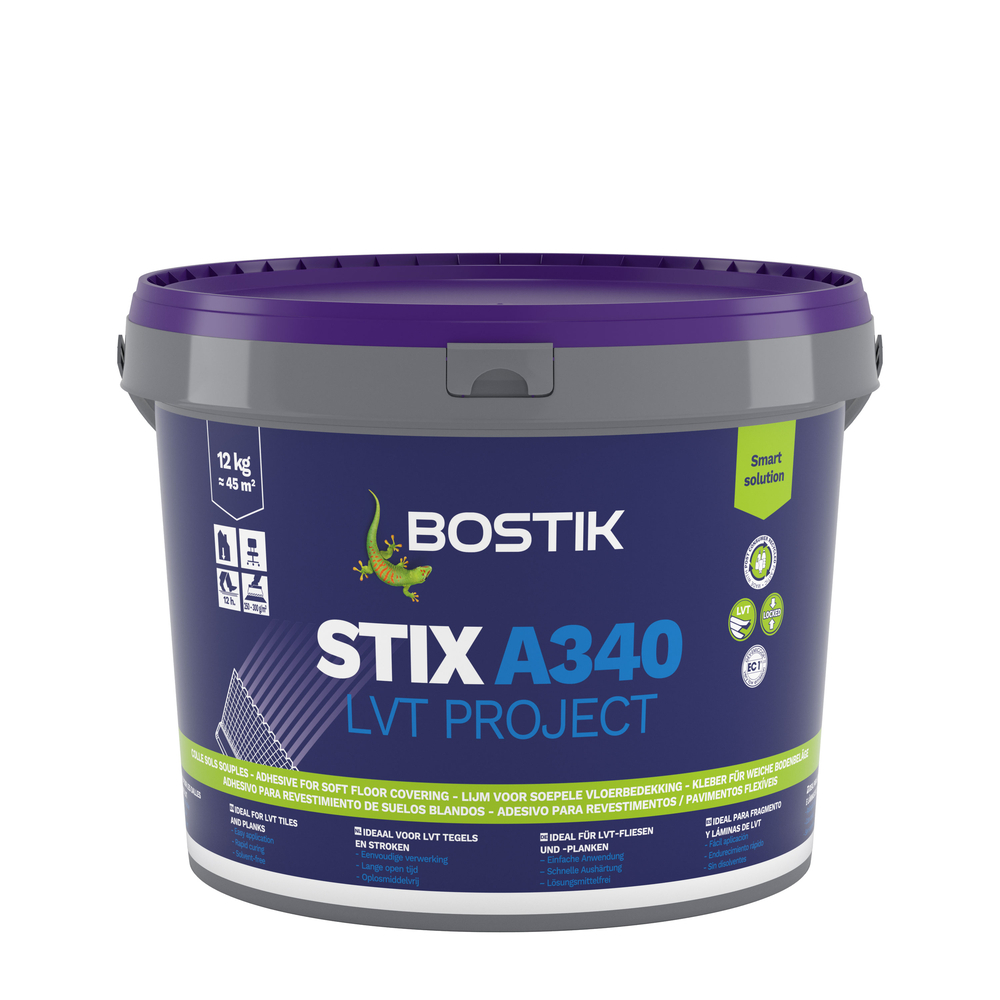 Colle acrylique Stix A340 LVT project - Idéal revêtements LVT Ivoire 12kg - BOSTIK - 30623350