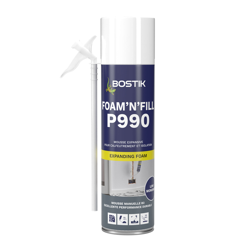 Mousse polyuréthane FOAM'N'FILL P990 - Blanc 500ml - Lot de 12 - BOSTIK - 30623788