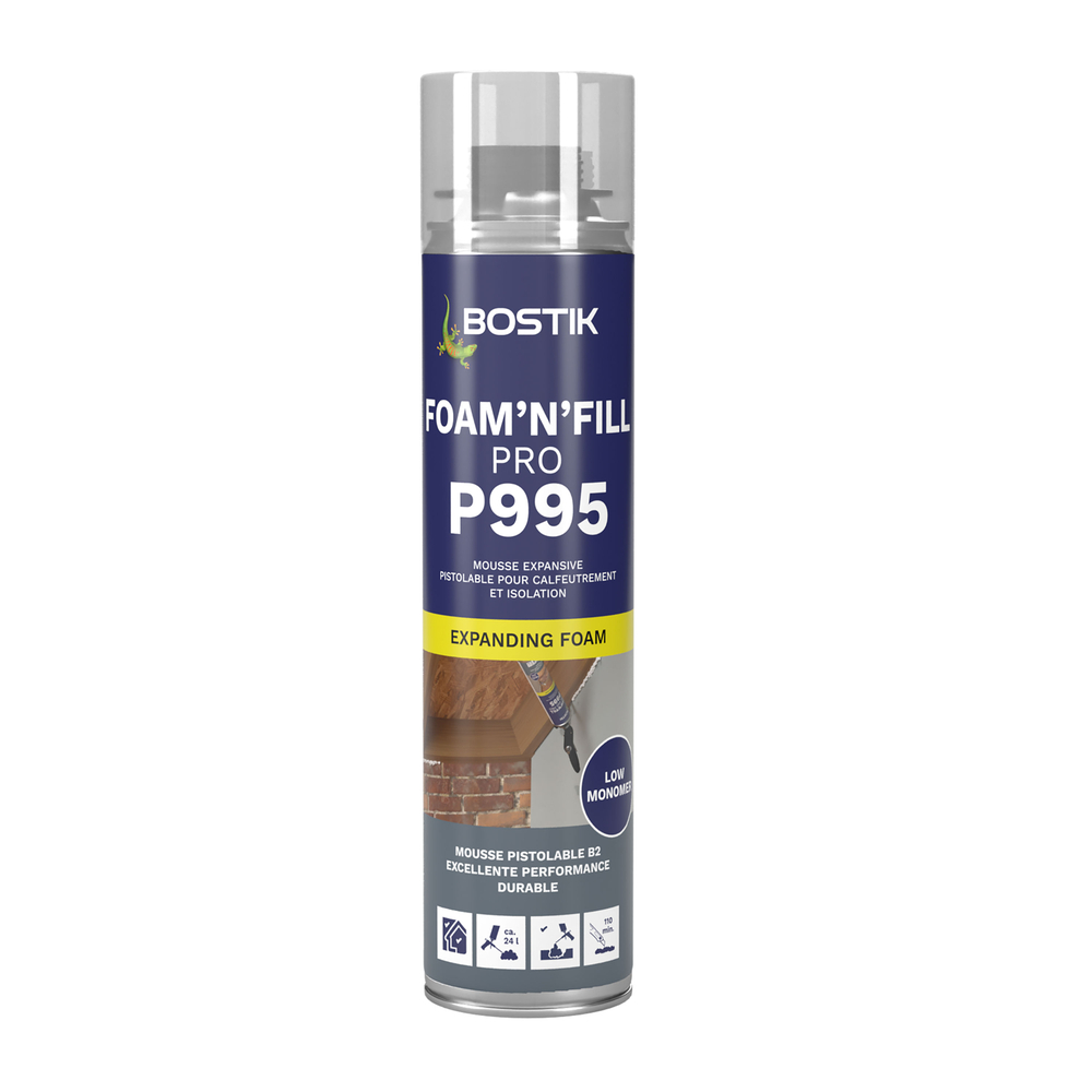 Mousse polyuréthane pistolable FOAM'N'FILL PRO P995 - Blanc 750ml - Lot de 12 - BOSTIK - 30623789