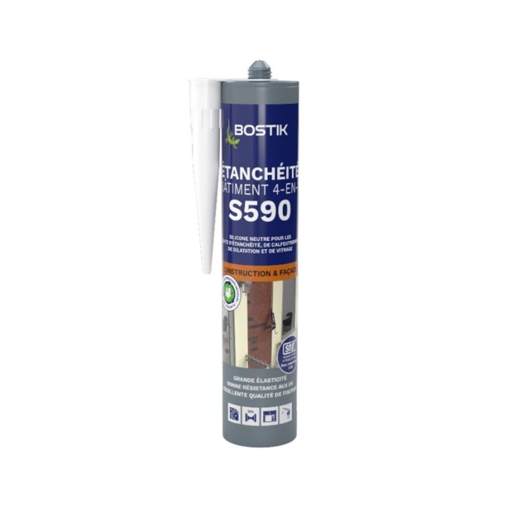 Mastic d'étanchéité - Étanchéité batiment 4 en 1 S590 Anthracite 300ml - Lot de 12 - BOSTIK - 30625058