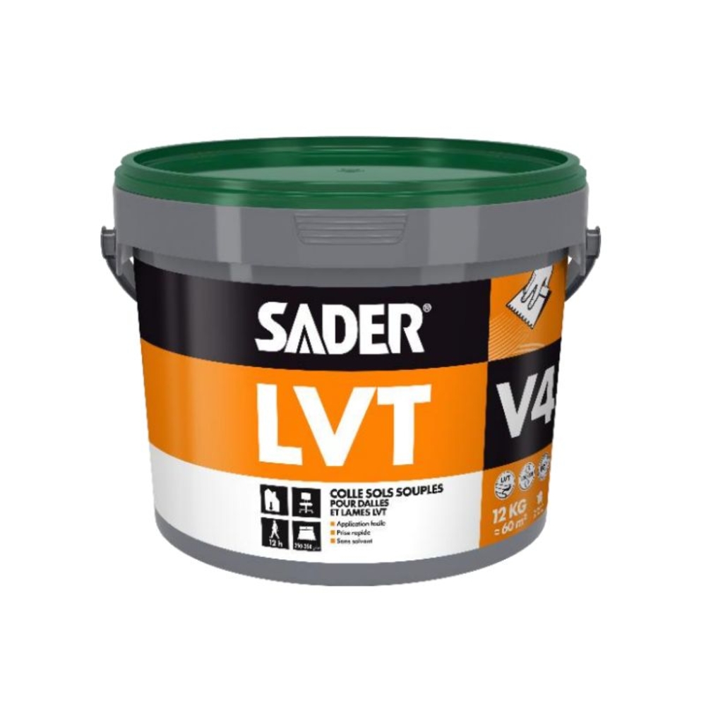 Sader Colle acrylique - Idéal revêtements LVT V4 - Ivoire 12kg - SADER - 30625585