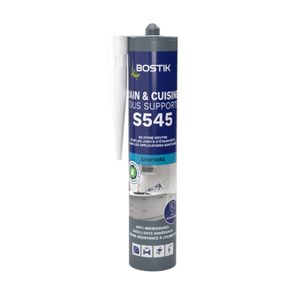 Mastic d'étanchéité Bain & cuisine tous supports S545 Blanc - 300ml - Lot de 12 - BOSTIK - 30626076