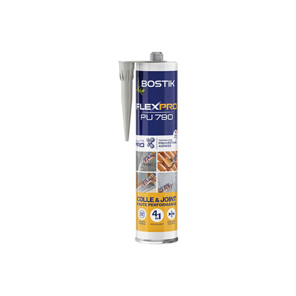 Mastic polyuréthane multi-usages polyvalent FlexPro PU790 - gris - 300 ml - Lot de 12 - BOSTIK - 30627498