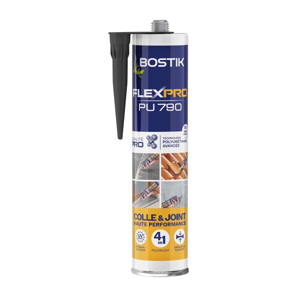 Mastic polyuréthane multi-usages polyvalent FlexPro PU790 - noir - 300 ml - Lot de 12 - BOSTIK - 30627500