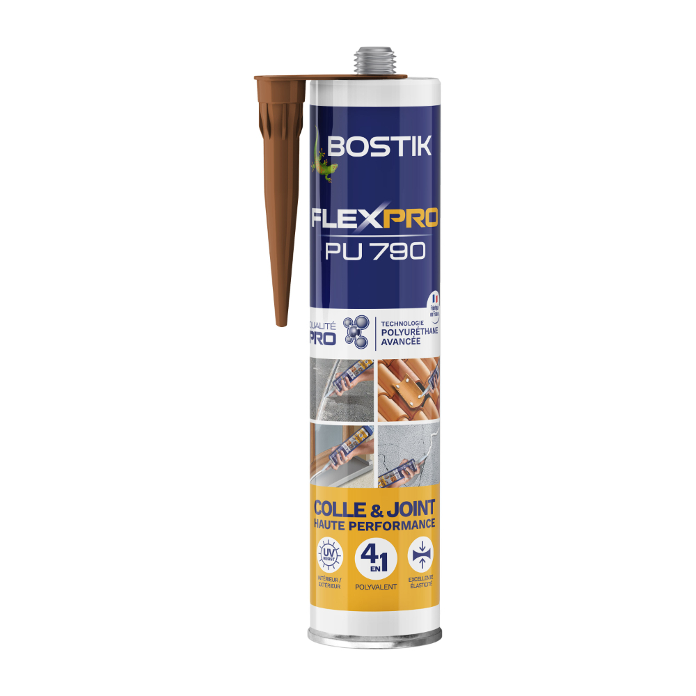 Mastic polyuréthane multi-usages polyvalent FlexPro PU790 - brun - 300 ml - Lot de 12 - BOSTIK - 30627501