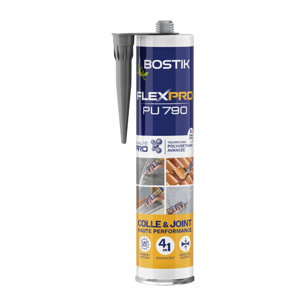 Mastic polyuréthane multi-usages polyvalent FlexPro PU790 - anthracite - 300 ml - Lot de 12 - BOSTIK - 30627502