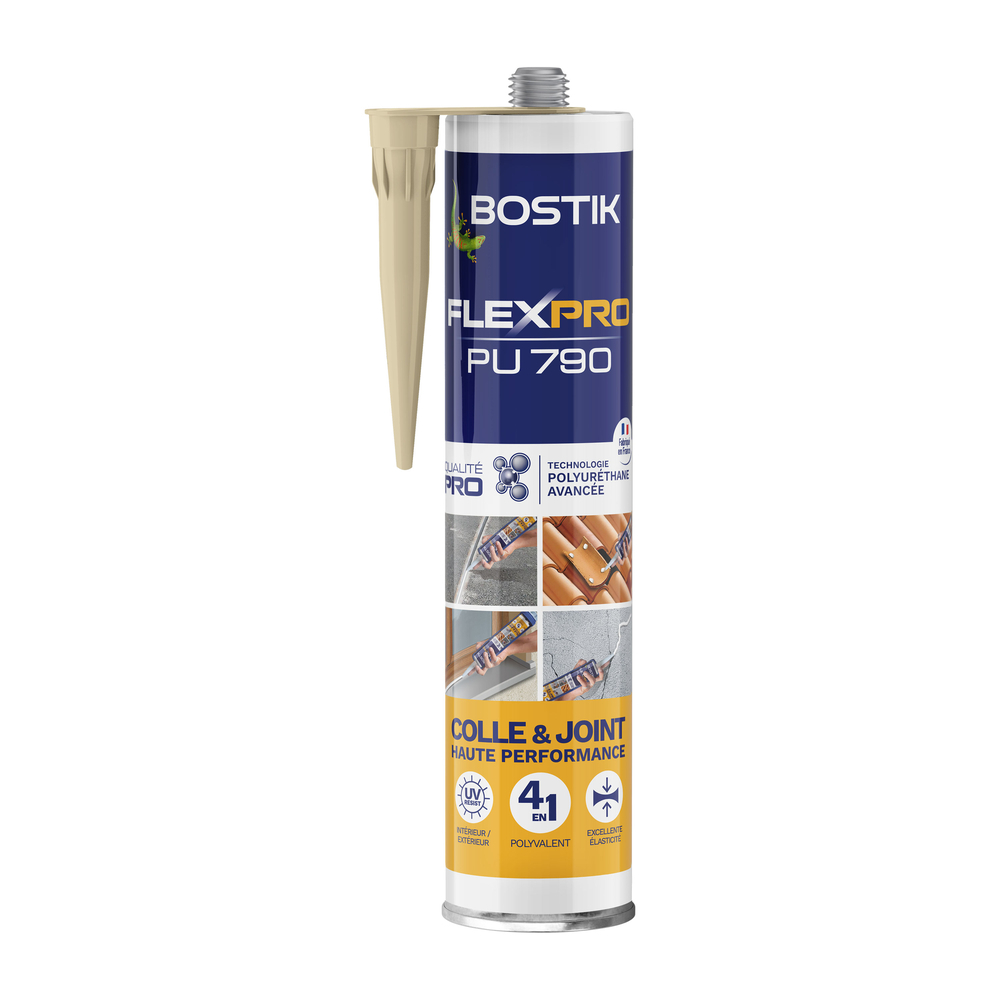 Mastic polyuréthane multi-usages polyvalent FlexPro PU790 - beige - 300 ml - Lot de 12 - BOSTIK - 30627503