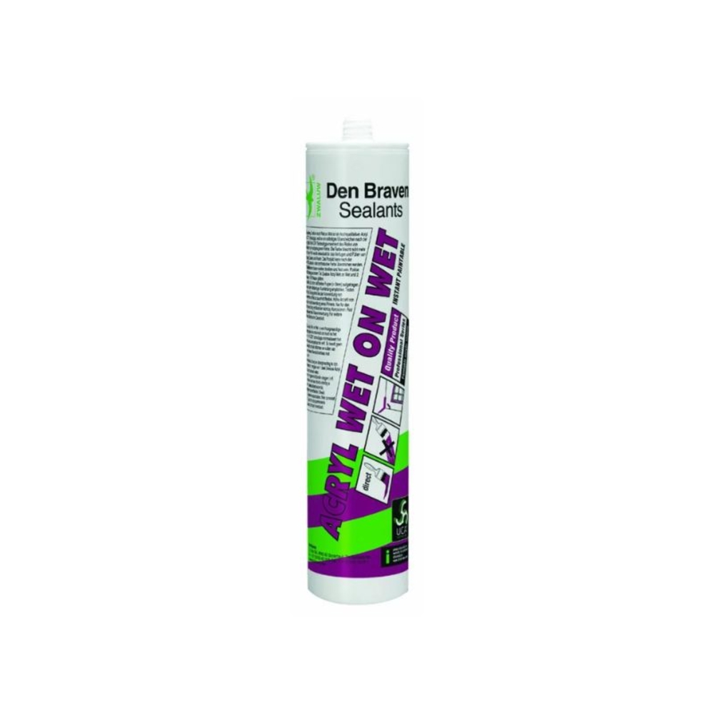 Mastic acrylique haute qualité Acryl wet on wet Blanc 310ml - Lot de 12 - DEN BRAVEN - 30880044