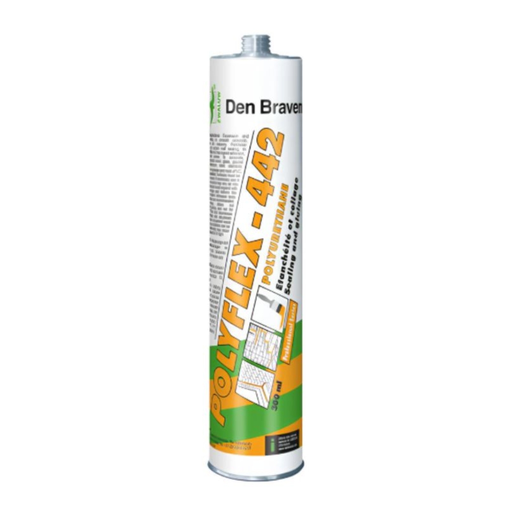 Mastic colle polyuréthane à bas module Polyflex 442 Blanc - 300ml - Lot de 25 - DEN BRAVEN - 31000208