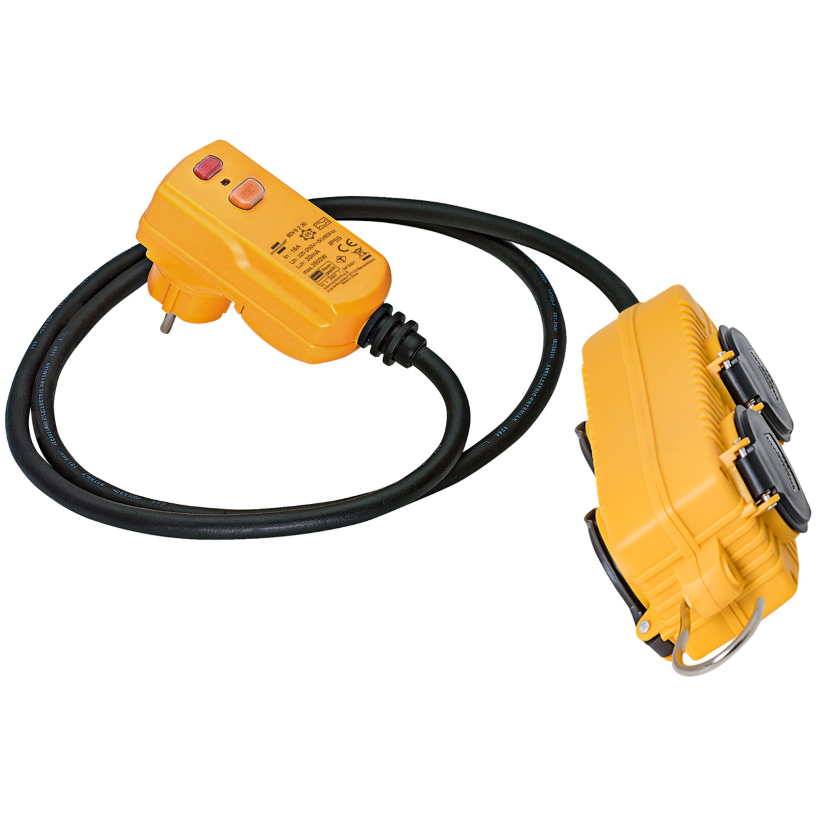 Rallonge électrique avec fiche différentielle 10mA et bloc mobile Powerblock IP BRENNENSTUHL - 1132741