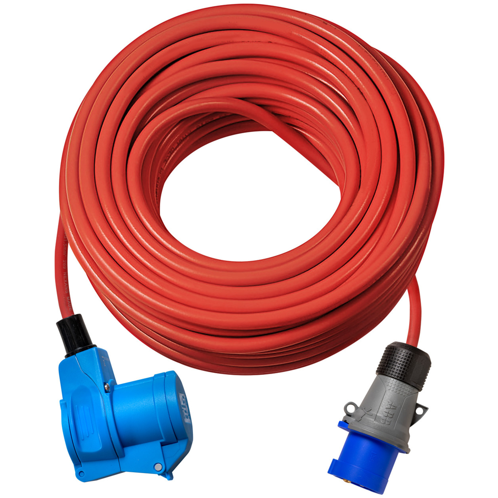 Rallonge électrique IP44 10m H07RN-F 3G2,5 rouge double prise CEE P17 2P+T 16A BRENNENSTUHL - 1133021