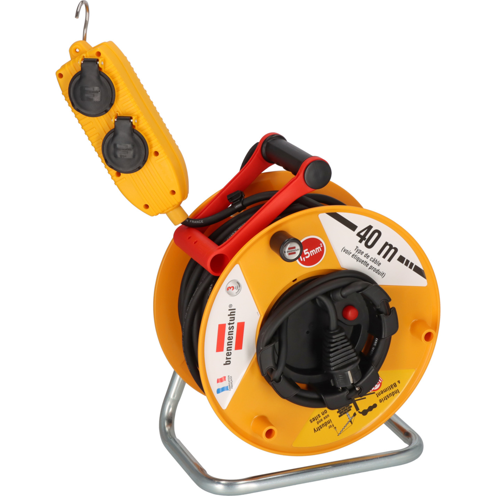 Enrouleur de câble Standard BT PRO 40m de câble H07RN-F 3G1,5 IP44 BRENNENSTUHL - 1202441