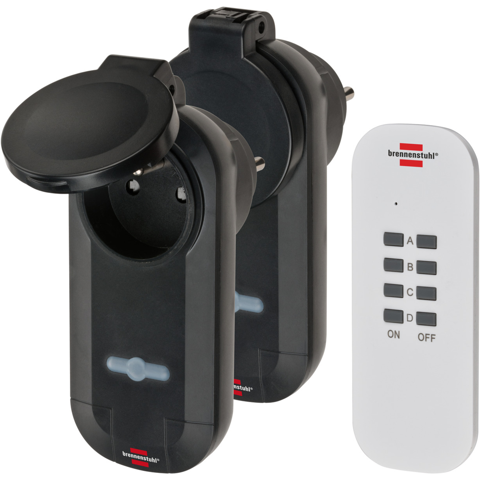 Lot de 2 prises télécommandées avec télécommande RC CE1 0201 IP44 BRENNENSTUHL - 1507031