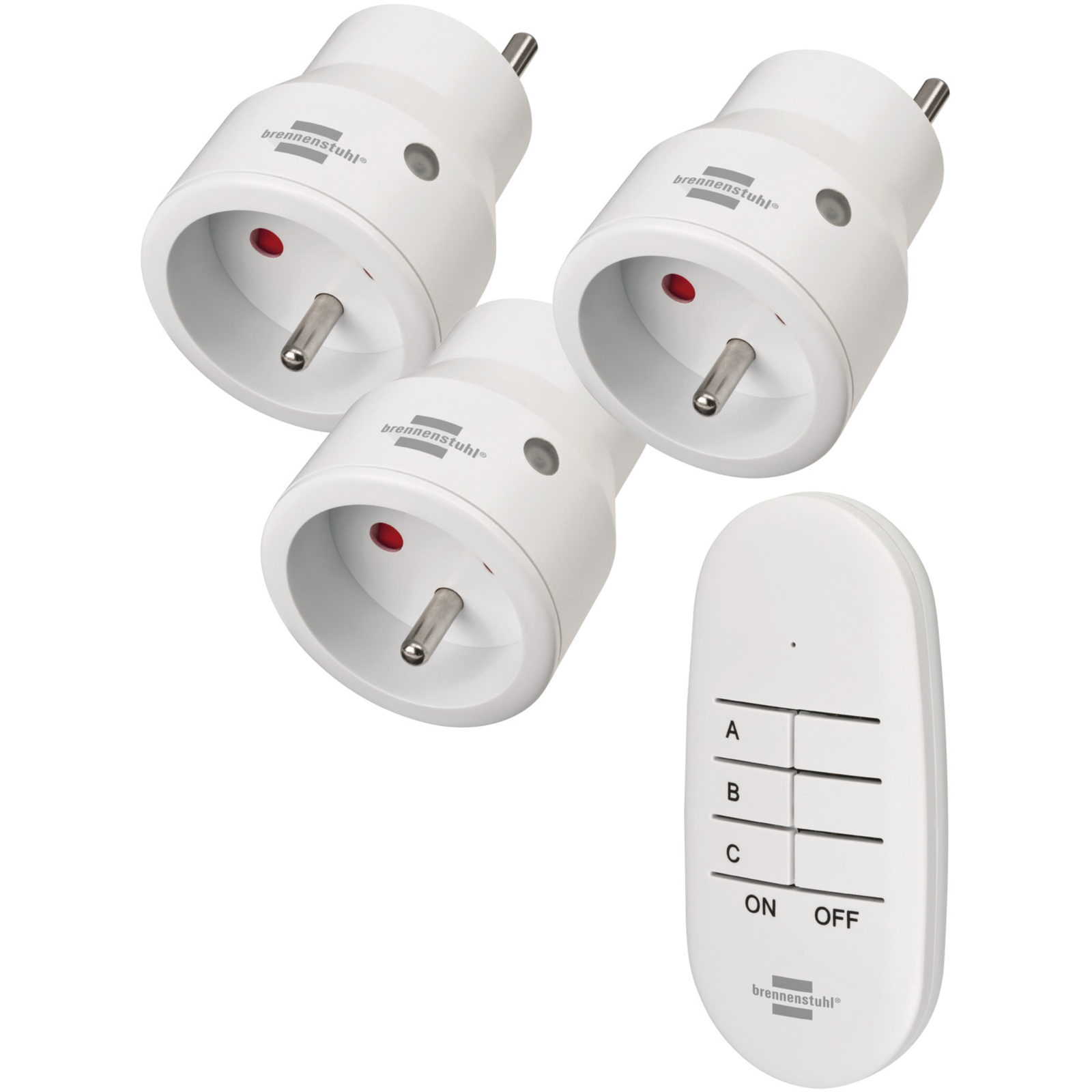 Lot de 3 mini prises télécommandées avec télécommande RC CE2 3001 BRENNENSTUHL - 1507071