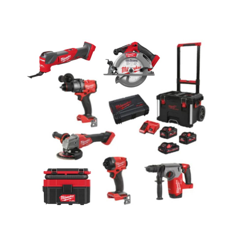 Pack 7 machines MILWAUKEE FUEL M18 Packout FPP4AE-533P chantier artisan