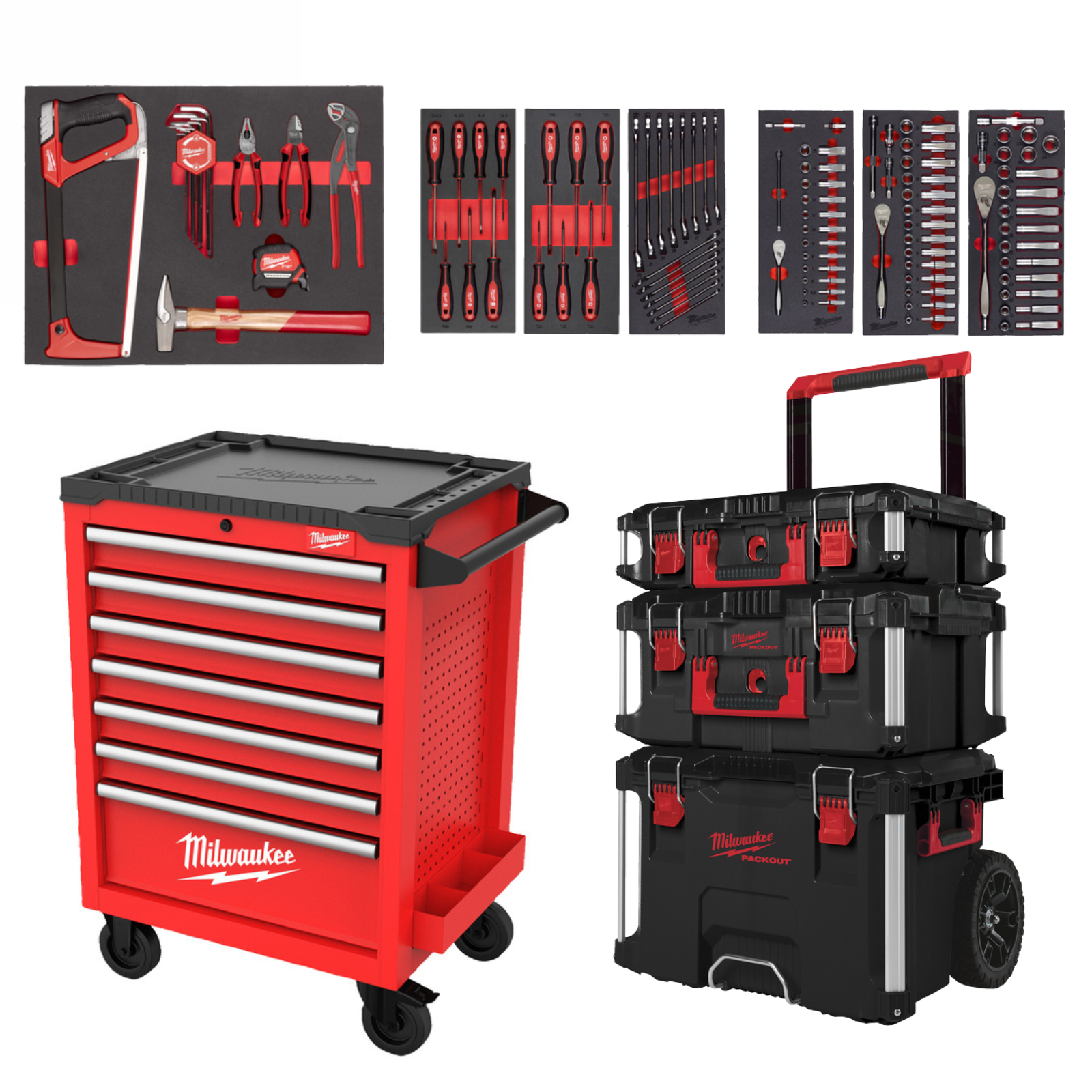 KIT INTERVENTION MILWAUKEE SERVANTE ÉQUIPÉE 131 OUTILS + PACKOUT