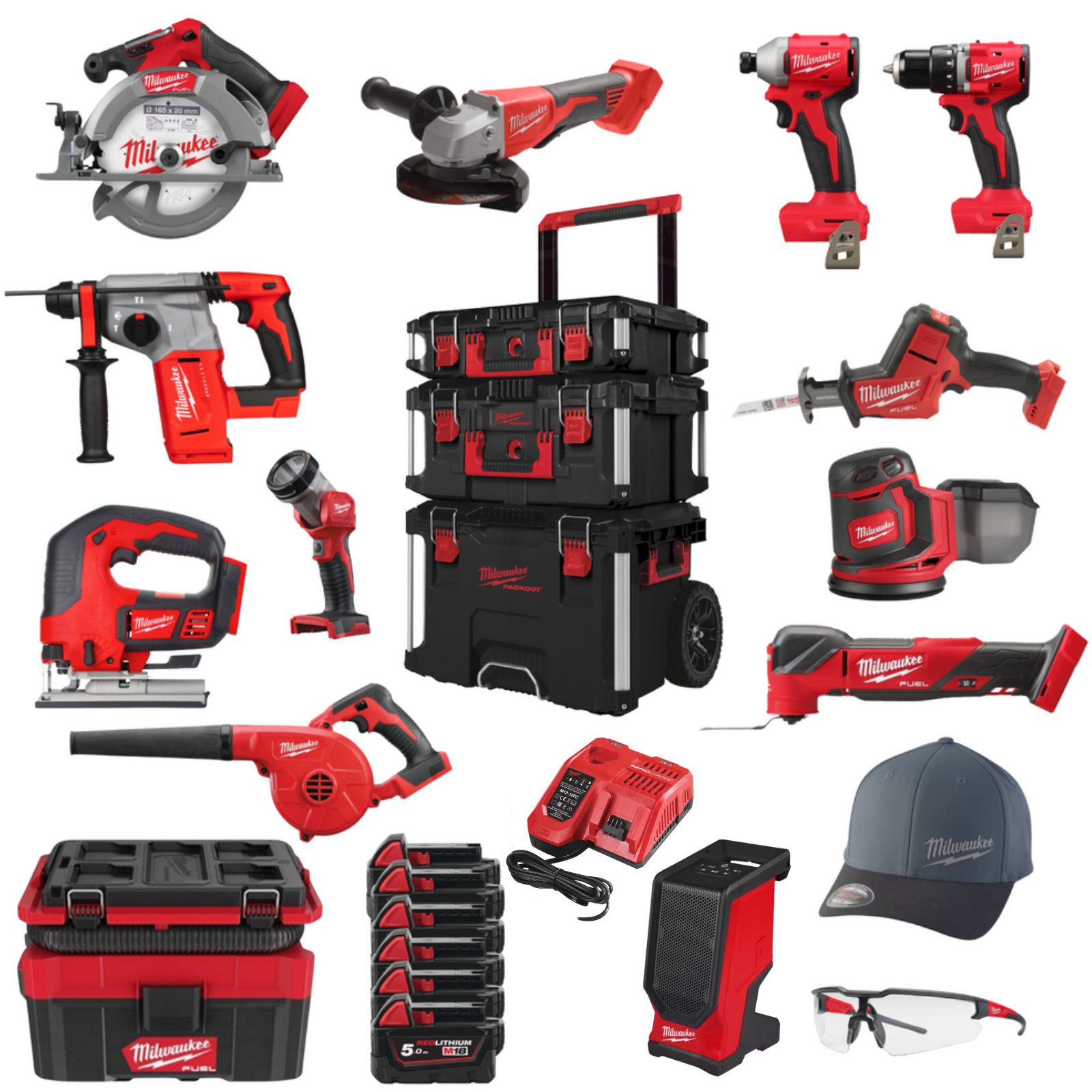 PACKOUT 12 MACHINES MILWAUKEE FUEL AVEC 6 BATTERIES ET CONSOMMABLES
