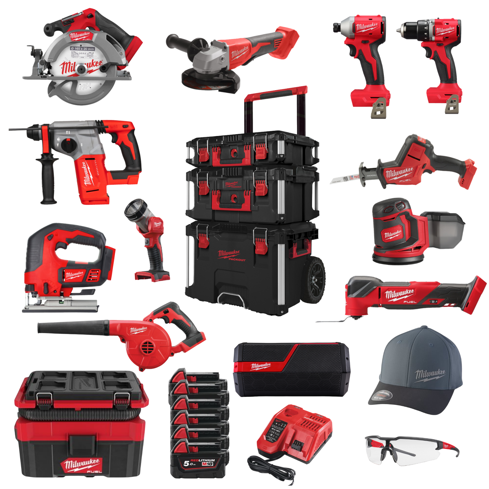 PACKOUT 12 MACHINES MILWAUKEE FUEL AVEC 6 BATTERIES ET CONSOMMABLES