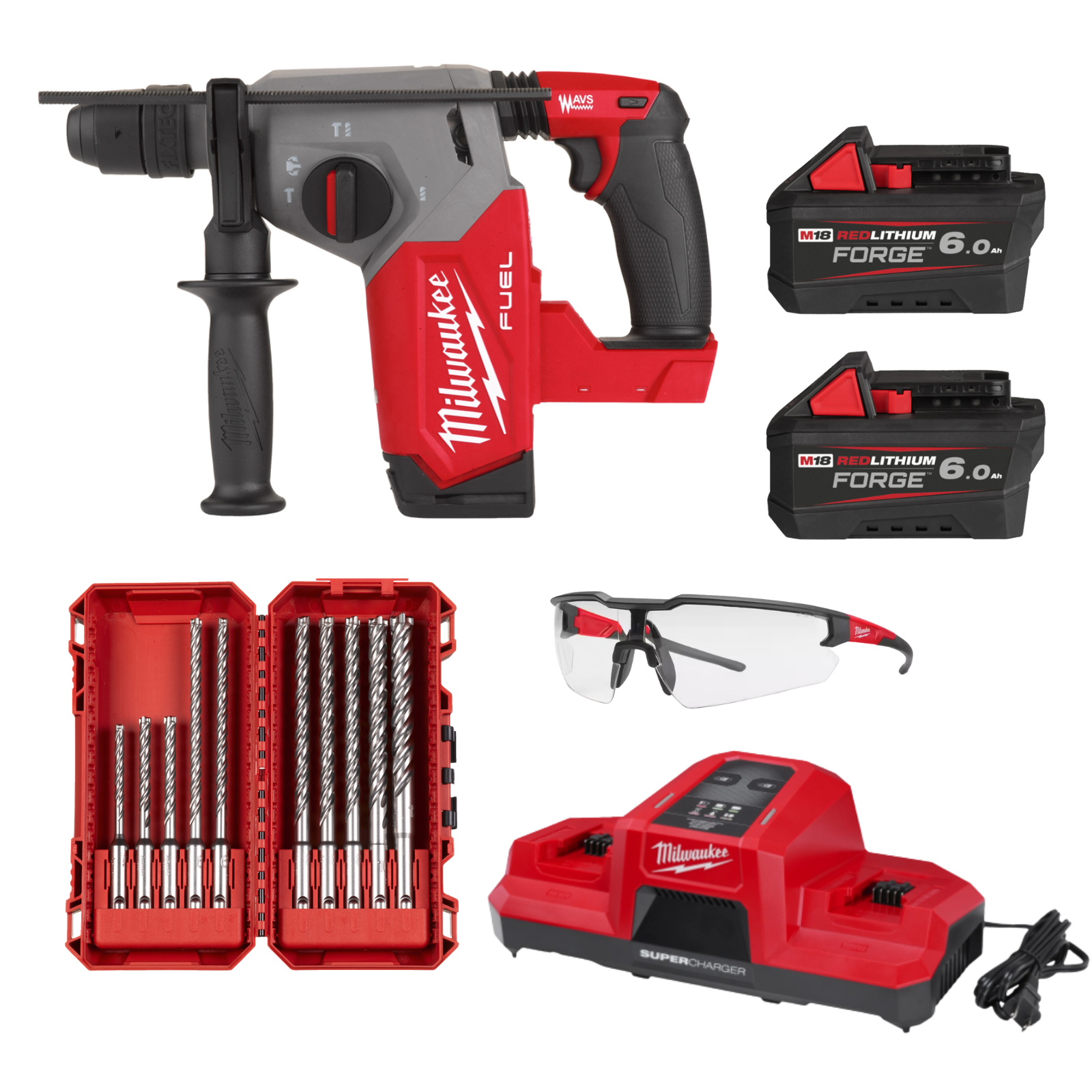 Perforateur MILWAUKEE FORGE SDS-Plus M18 FHX-0X 26 mm 2 batteries et consommable