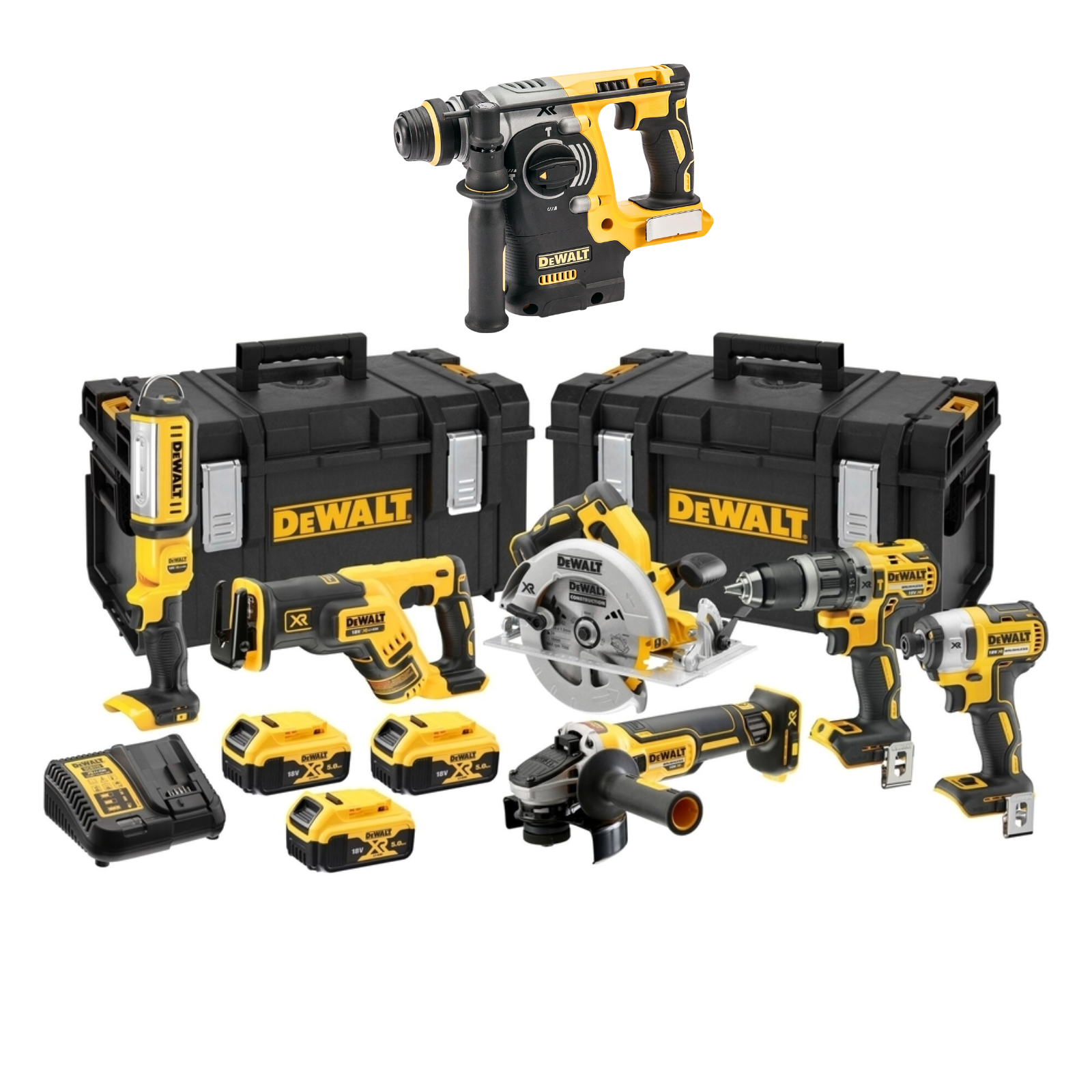 Pack 7 machines DEWALT XR 18V 5Ah TOUGHSYSTEM DCD796 / DCF887 / DCL050 / DCS570 / DCG405 / DCS367 / DCH273NT - DCK623P3-QW