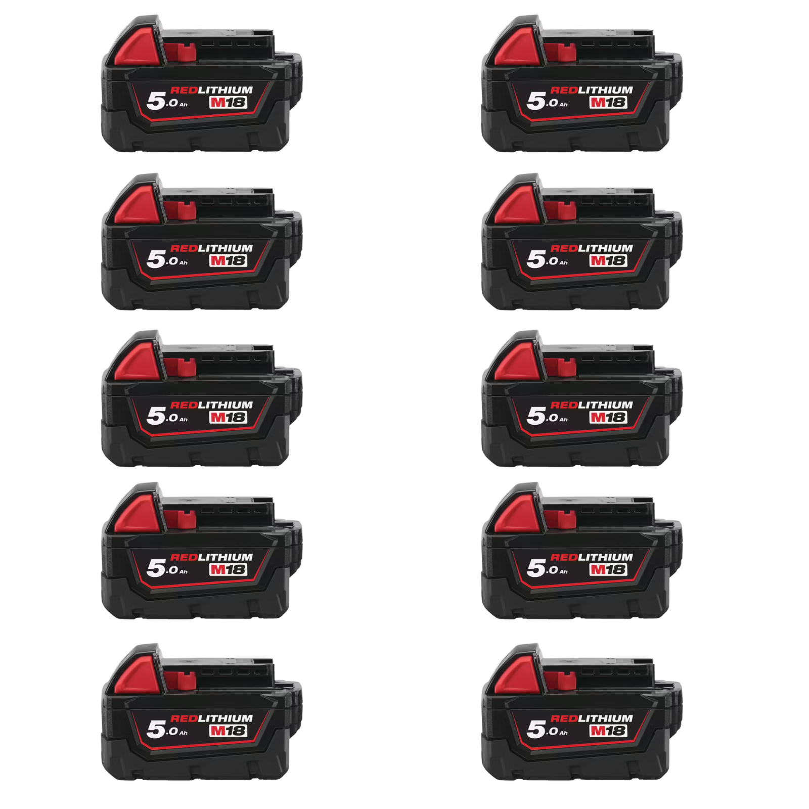 MILWAUKEE x 10 BATTERIES M18 5Ah 18V Li-ion RED LITHIUM