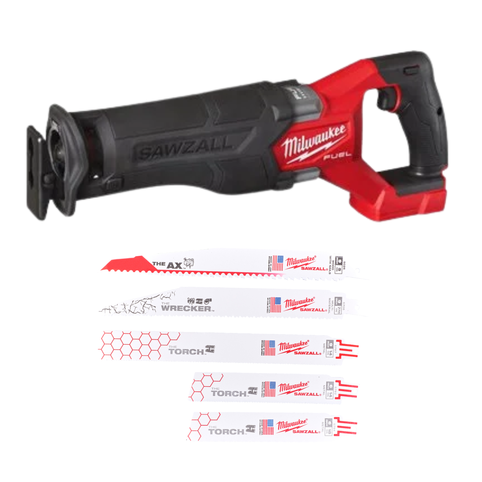 MILWAUKEE FUEL SCIE SABRE M18 FSZ-0X AVEC 5 LAMES SANS BATTERIE