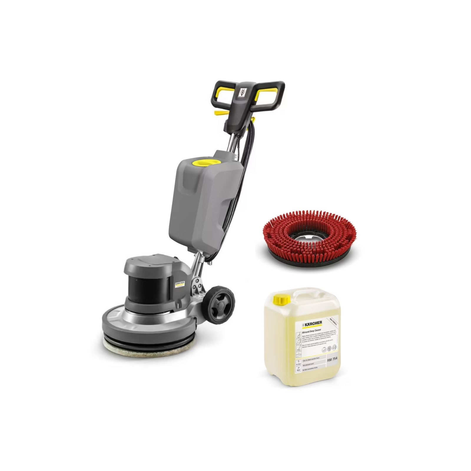 Monobrosse K&Auml;RCHER BDS 43/DUO C - Pack complet pr&ecirc;t &agrave; l'emploi pour nettoyage polyvalent et entretien des sols avec r&eacute;servoir, brosse rouge et RM 754