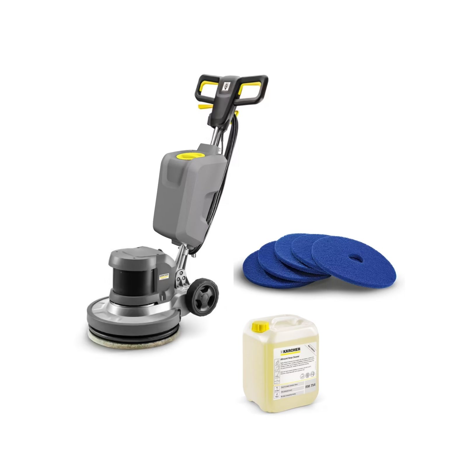Monobrosse KÄRCHER BDS 43/DUO C - Pack complet prêt à l'emploi pour le nettoyage d'entretien des sols durs avec réservoir, pad bleu et RM 754